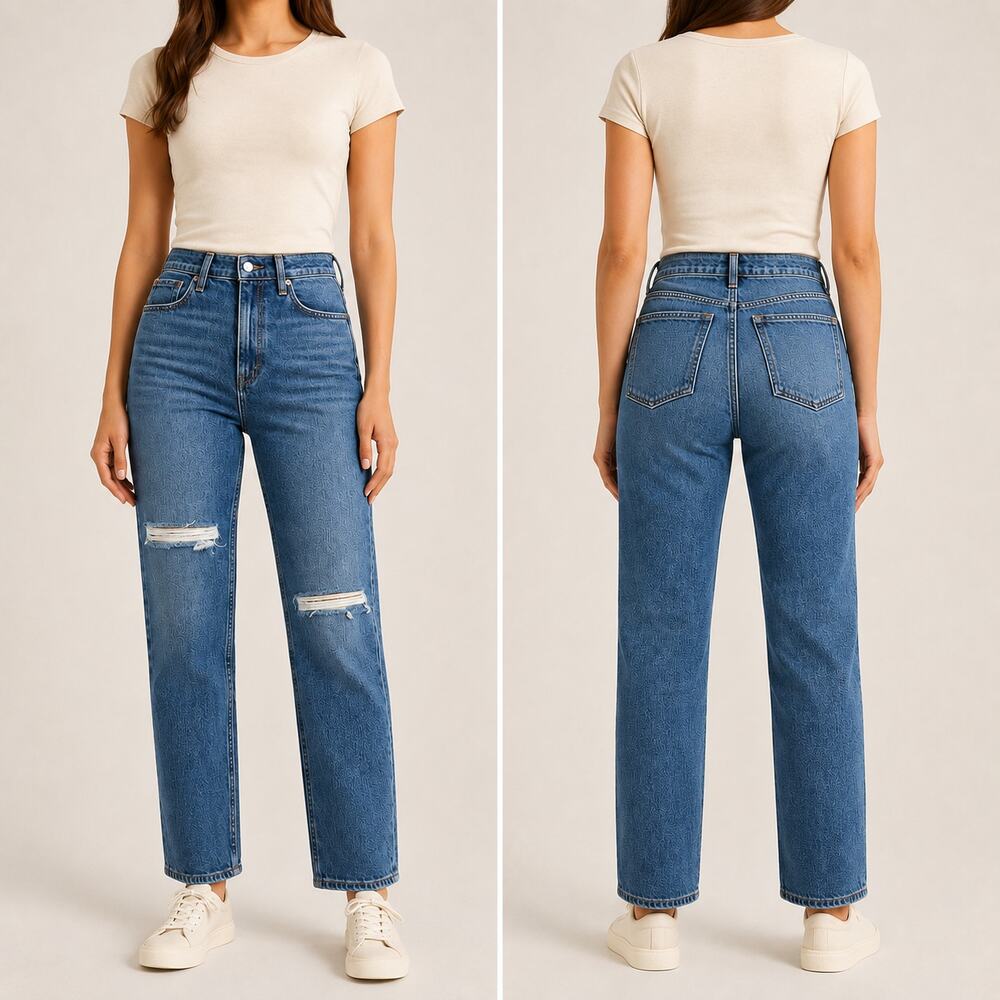 Abercrombie Curve Love 28 6R Ultra High Rise Ankle Straight Distressed Jeans